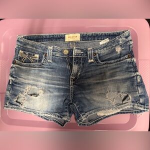 Big Star Blue Distressed Women Shorts